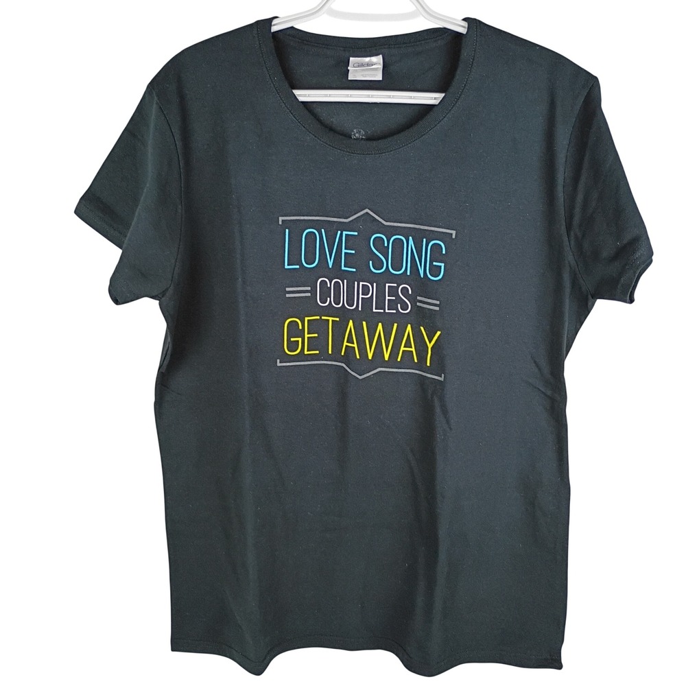 Gildan Love Song Couples Getaway Staff Graphic T-Shirt Black XL Womens Cotton